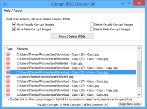 Post Scan Actions screen