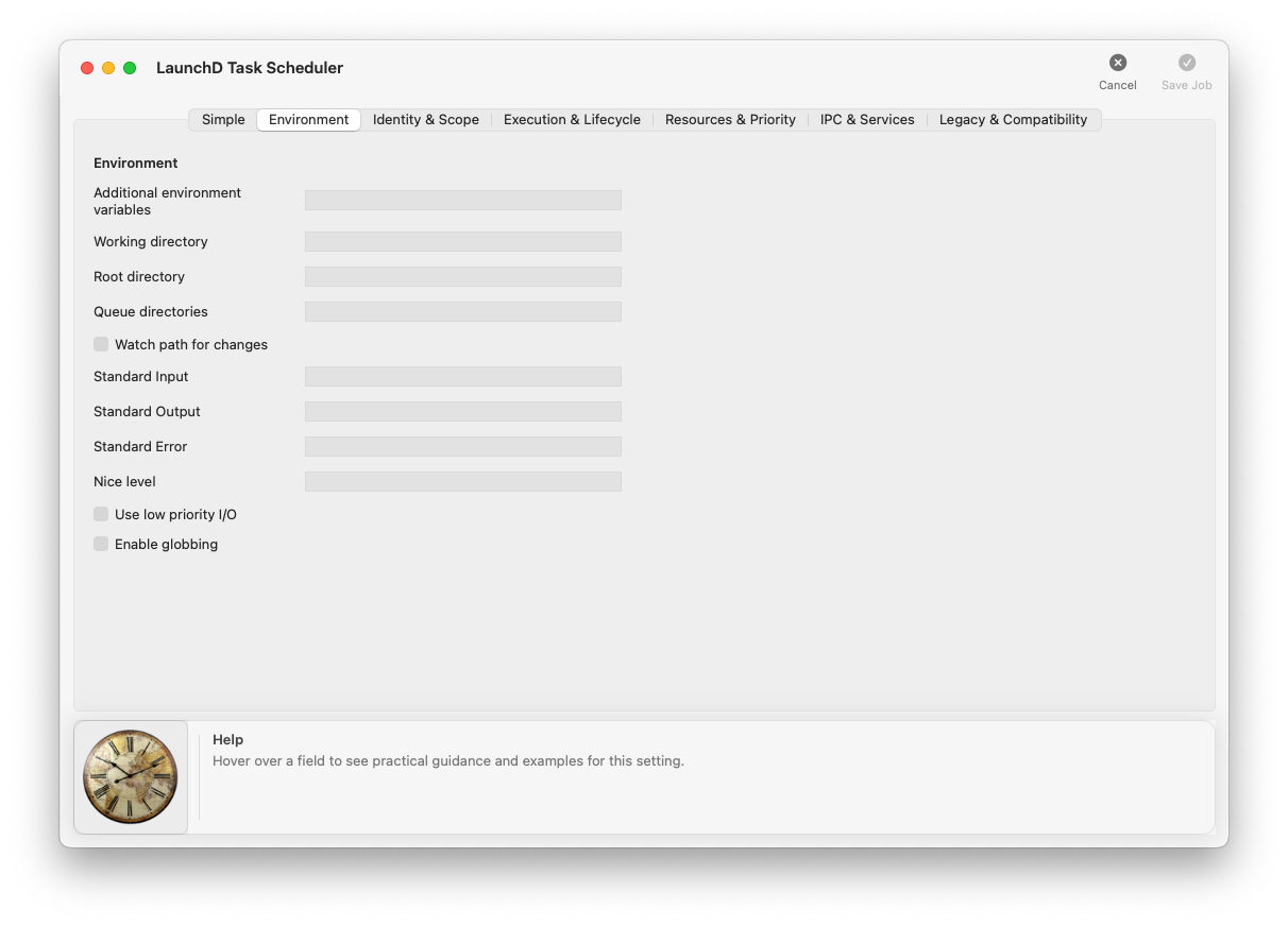 Editor tab — Environment