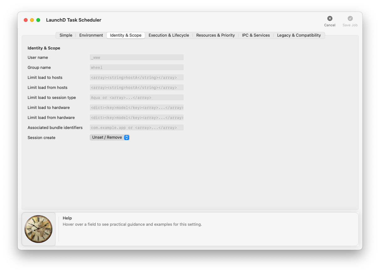Editor tab — Identity & Scope