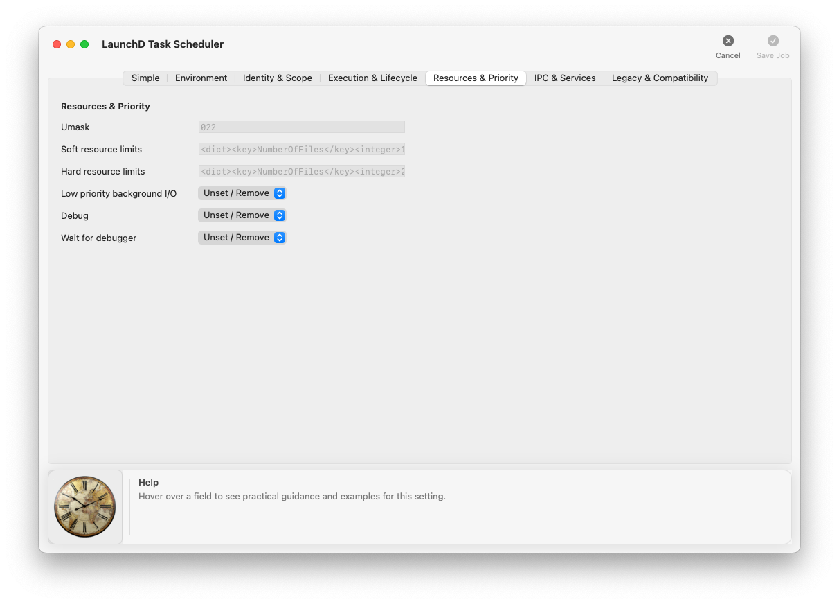 Editor tab — Resources & Priority