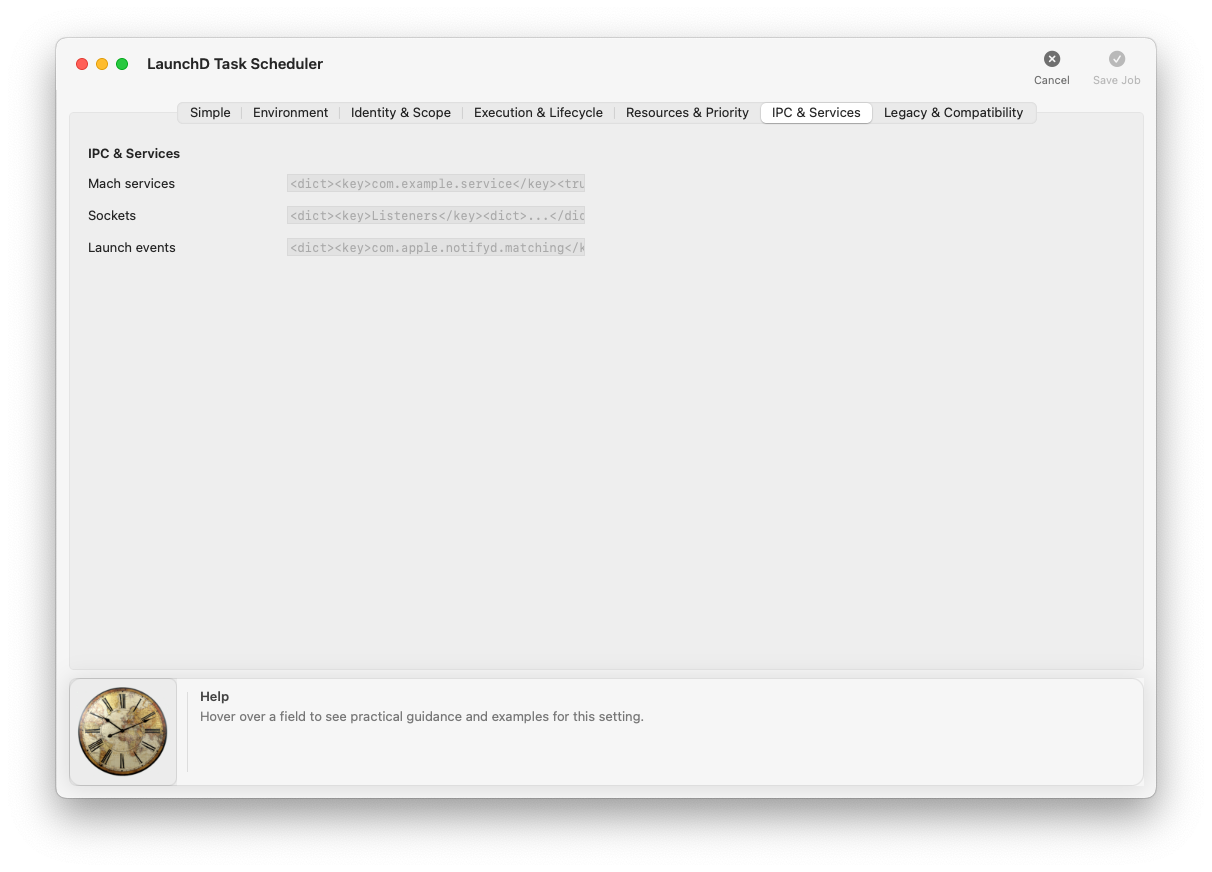 Editor tab — IPC & Services