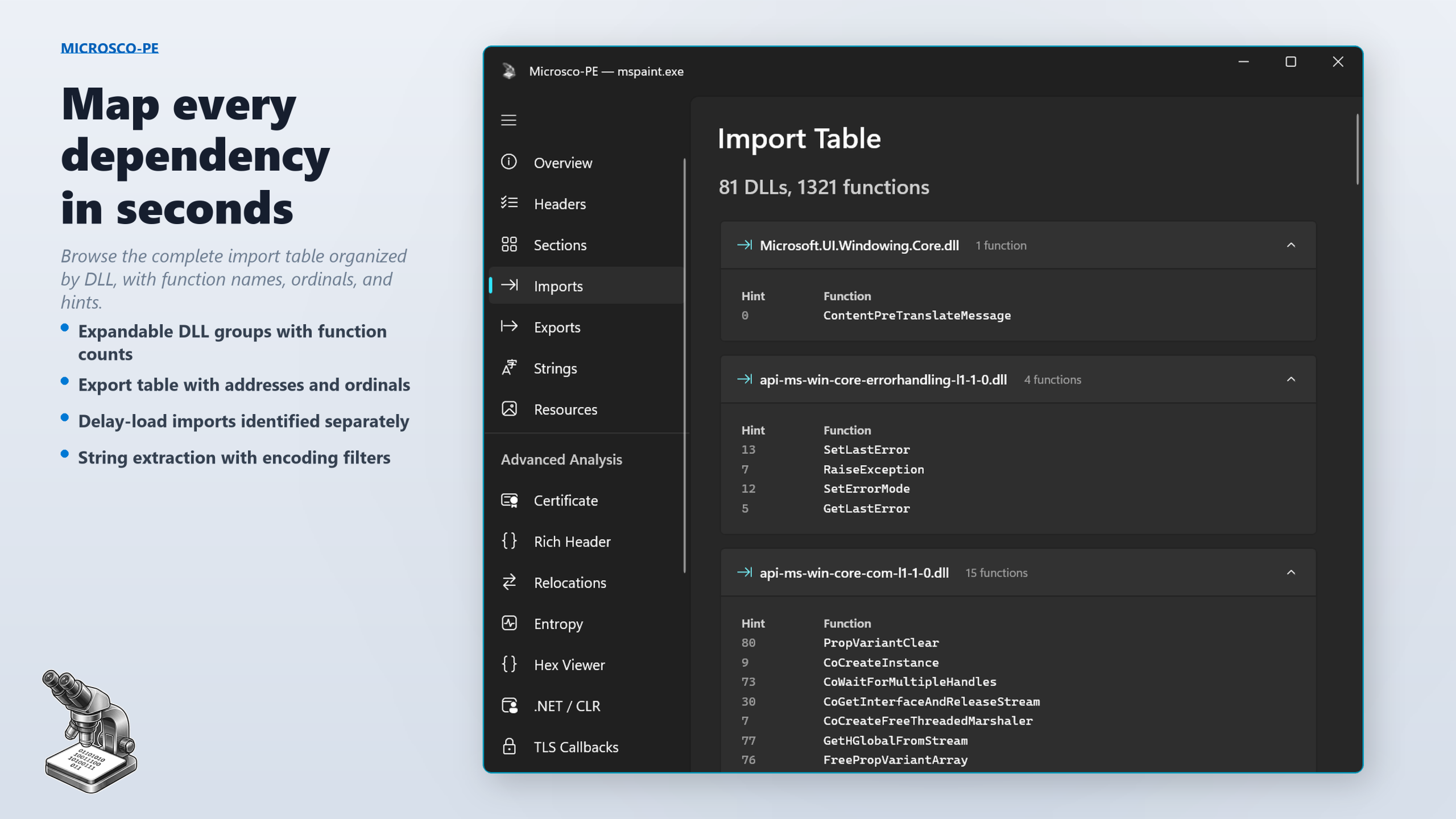 Import table browser